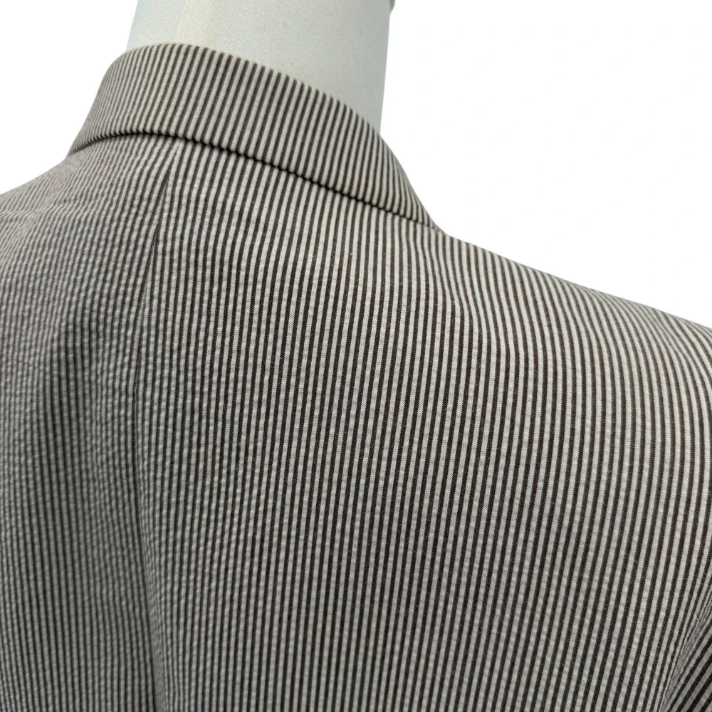 Chaps Men's Seersucker Blazer 46L Brown Stripe Cotton‎ Summer Sport Coat Preppy